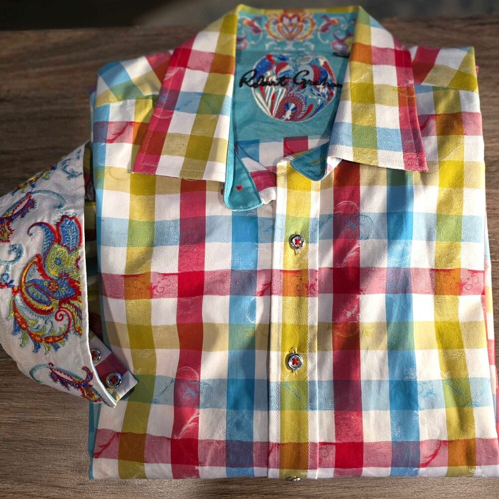 Robert Graham Plaid Shirt - Embroidered Cuffs & Signature Detail